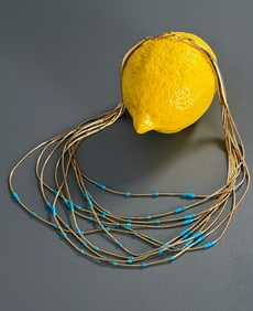 Vintage Navajo Liquid Silver Gold Filled Sterling Turquoise Heishi Beads 10 Strand Native American