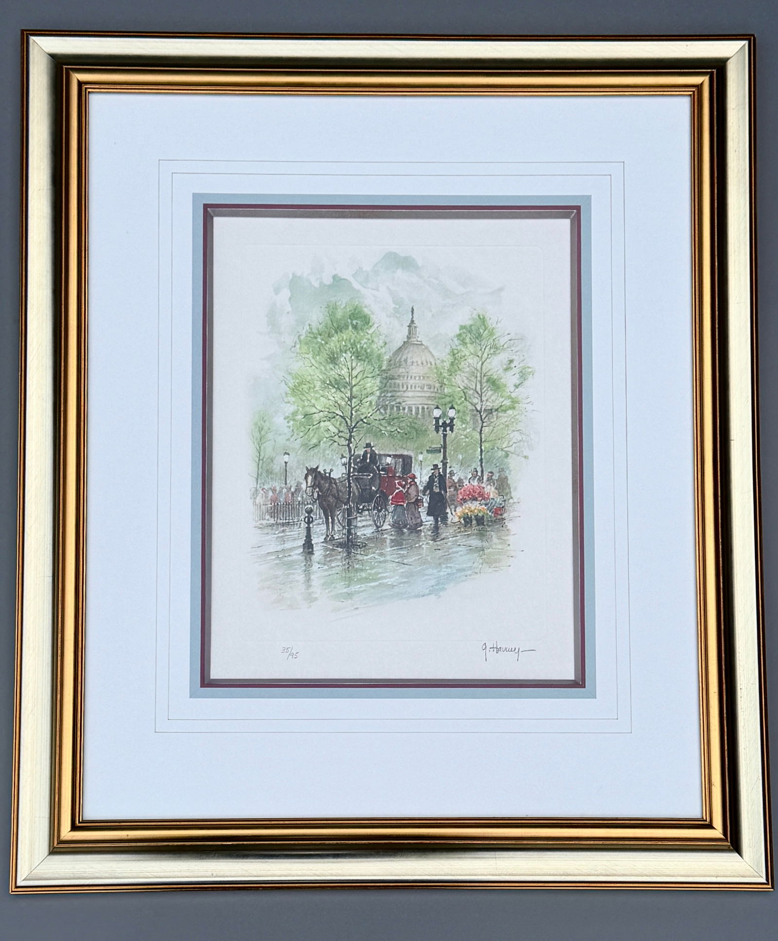 Signed Numbered Serigraph on Paper by Texas Artist G. Harvey Springtime in Washington (1 of 6)