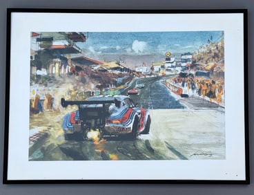 Car Race Modern Framed Print Mid Century Wall Art