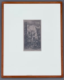 Meryon Antique Etching La Rue des Toiles a Bourges France circa 1853 architect and printmaker