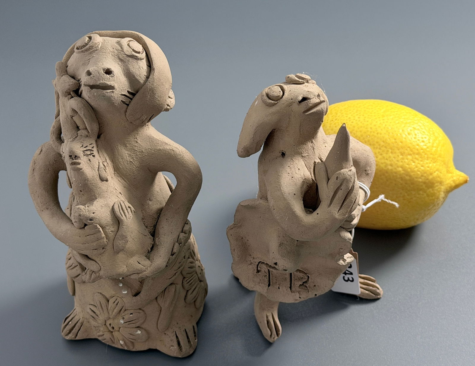 Fantastic Creatures Aliens Bizarre Unglazed Clay Peculiar Figurines Lot of 2 (1 of 4)