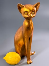 Mid Century Gold Cat Anthony Freeman Vintage McFarlin Figurine