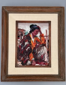 John Franklin American 1925-2010 Pueblo Women New Mexico Taos Modern Southwest Impressionist Palette