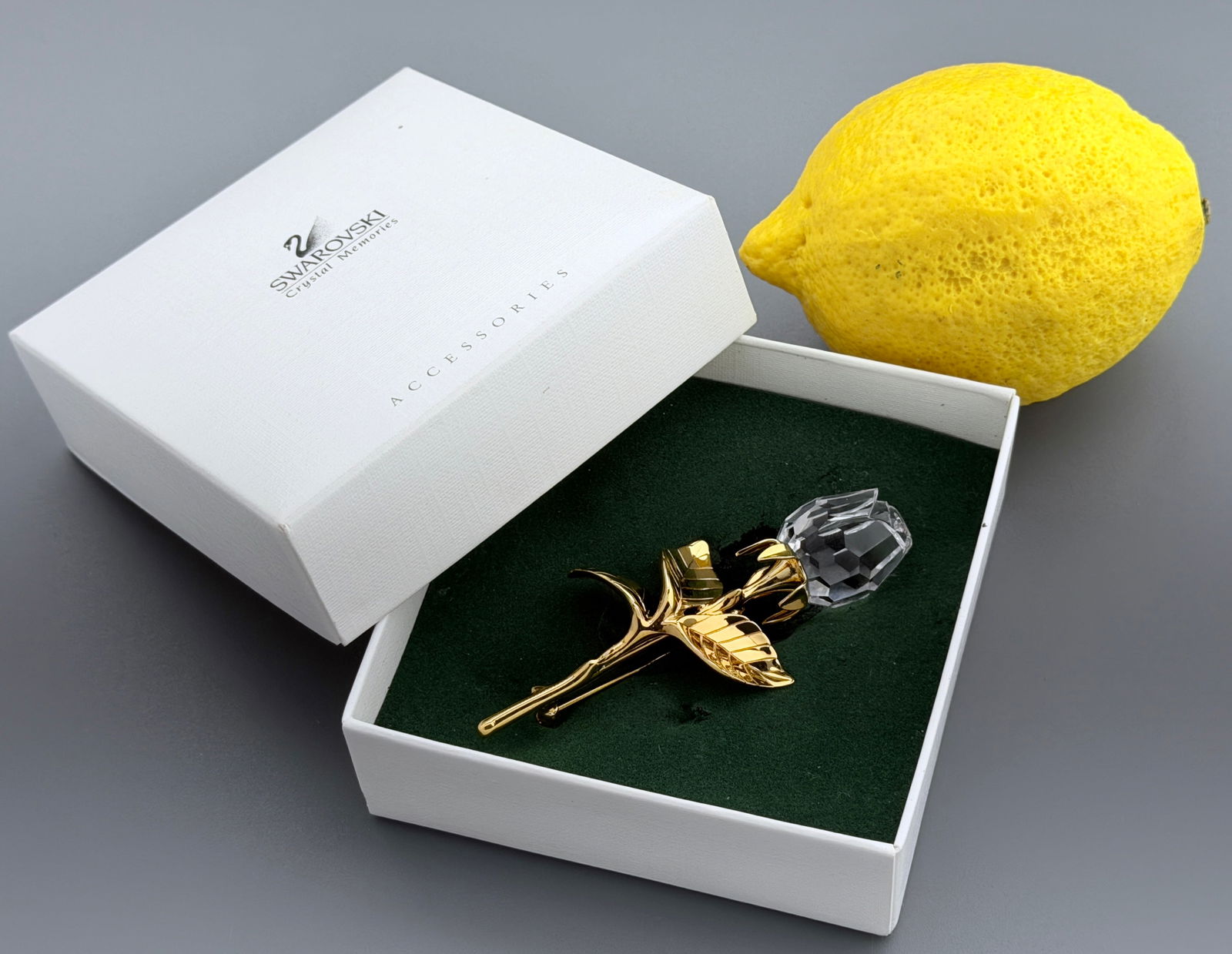 Swarovski Crystal Memories Large Rose Bud Brooch (1 of 3)