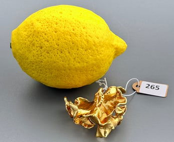 High Karat Gold Dipped Abstract Exotic Leaf Pendant Modern Art Jewelry