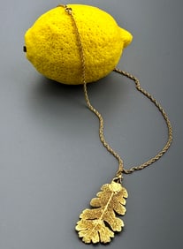 Real Leaf Dipped in 24k Gold Modern Art Jewelry Pendant Gold Plated Chain Necklace