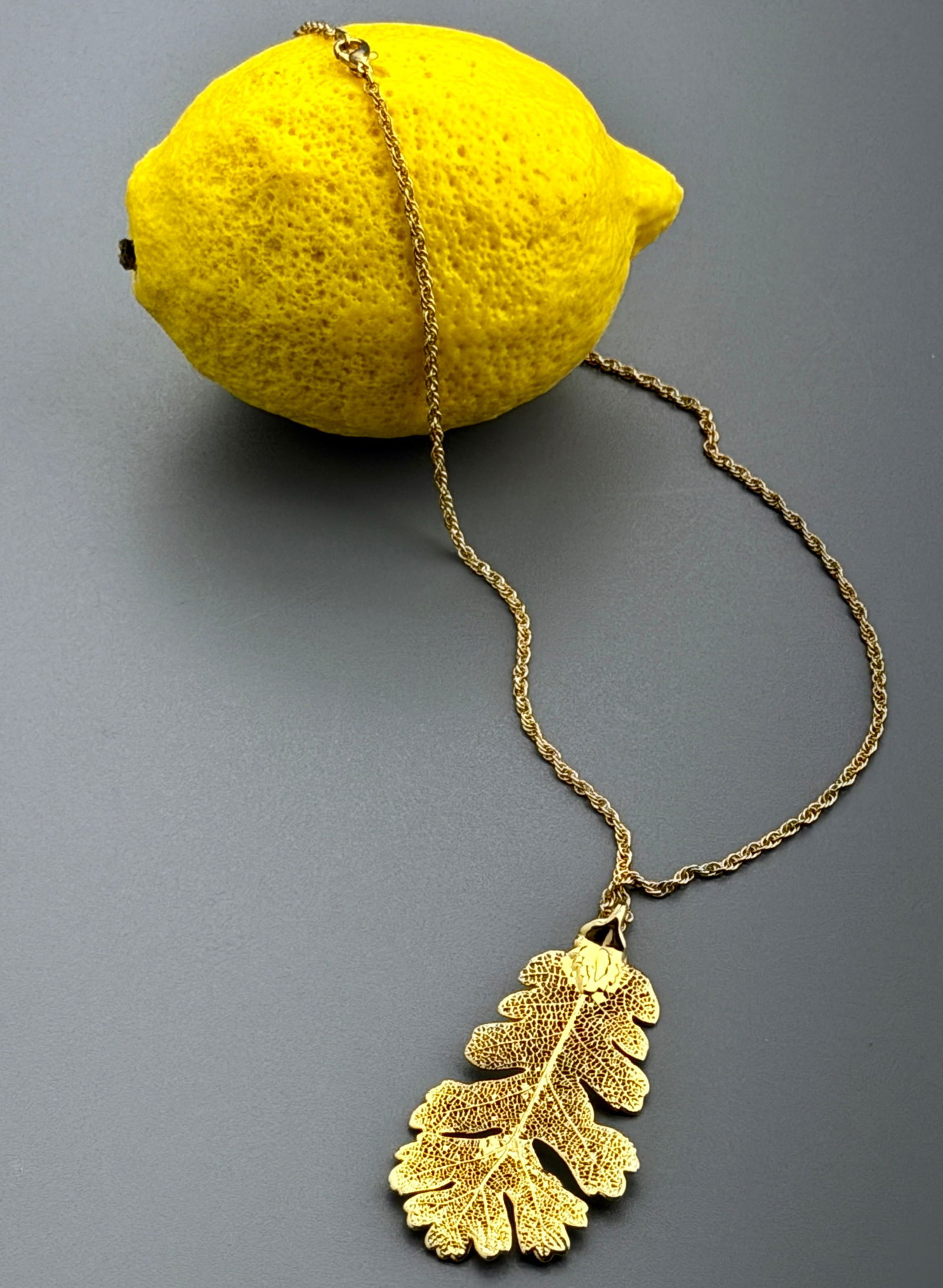 Real Leaf Dipped in 24k Gold Modern Art Jewelry Pendant Gold Plated Chain Necklace (1 of 3)