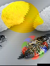 Large Vintage Art Deco Palm Fronds Colorful Cloisonne Enamel Brooch