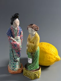 Vintage Chinese Porcelain Small Figurine of Maiden Lot of 2