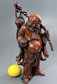 Laughing Buddha Hotei Figurine Vintage Mid Century Oriental Zen Buddhism Decor Happiness Good