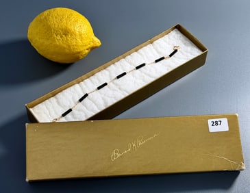 Bernard K Passman 14k Gold Black Coral Bracelet Vintage Modernist Designer Jewelry