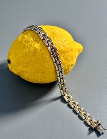 Milor Italy 925 Sterling Silver Bracelet with Gold Wash Center Row