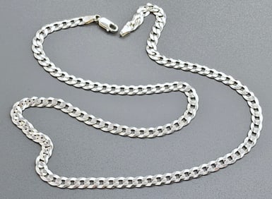 Sterling Silver Italian Polished Flat Link Chain Necklace Hallmarked 925 Italy
