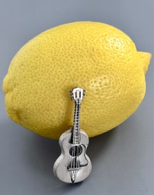 Beau Lapel Pin Miniature Acoustic Guitar Brooch by Beaucraft Inc Marked Sterling