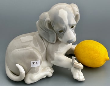 Lladro Beagle Puppy Dog Snail On Paw Large Porcelain Figurine 1139 Gloss Finish No Box