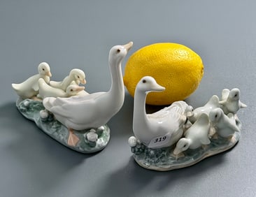 Lladro Ducklings 1307 Little Ducks After Mother Small Porcelain Figurines Lot of 2