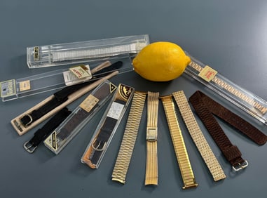 Lot of Vintage Leather & Metal Wrist Watch Bands Bracelets Used & Boxed As Is