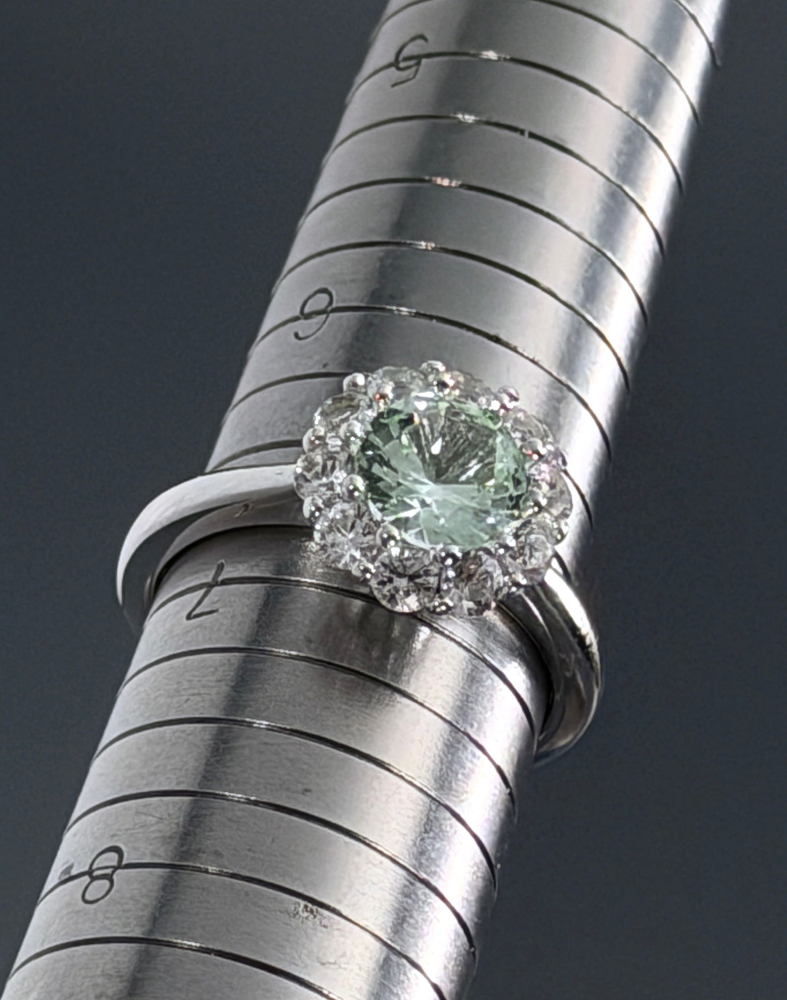 Lab Created Green Sapphire White Topaz Modern Sterling Silver Lady s Ring Size 7 (1 of 8)