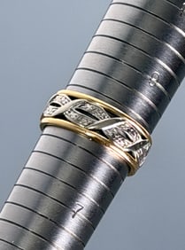 Two Tone 14K White & Yellow Gold Eternity Band Wedding Ring Size 8