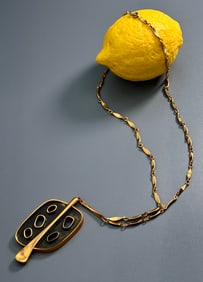 Frank Tortolani Costume Jewelry Mid Century Modern Abstract Brutalist Pendant Necklace San Francisco