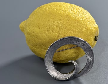 Mid Century Modern Abstract Scroll Ring Brooch Vintage Costume Jewelry