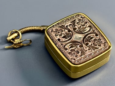 Clover Vintage Wind Up Music Box Keychain in Working Condition