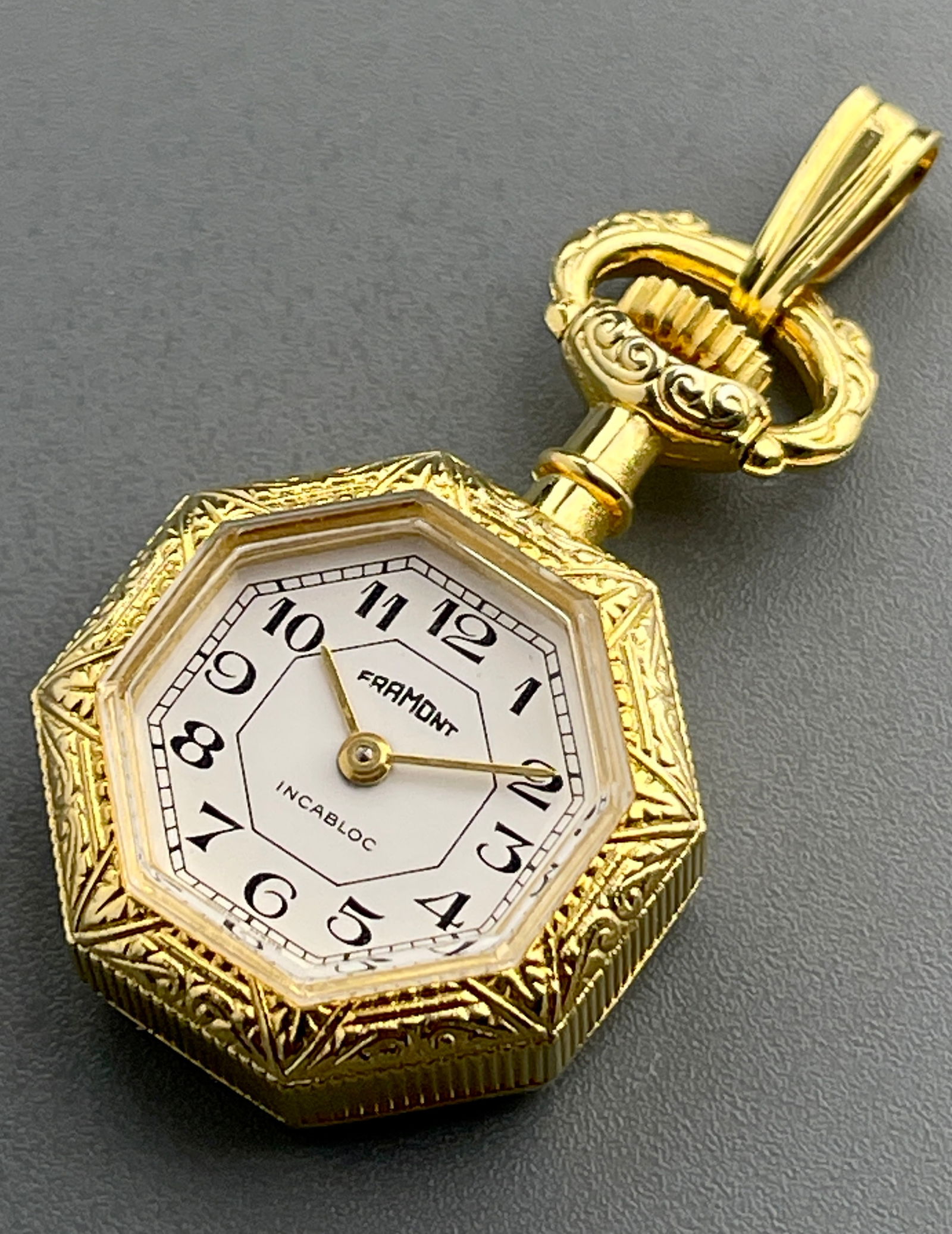 Vintage 17 Jewel Swiss Mechanical Octagon Pendant Watch Old Stock Never Used Framont Incablock Made (1 of 3)