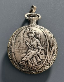 Hunter Case Pocket Watch Swiss Made Mechanical Wind Up Watch Fishing Lady Design Incabloc Movement