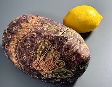 Ethnic Indonesian Mask Box Meticulously Decorated Hand Painted Tattoo Carved Wood