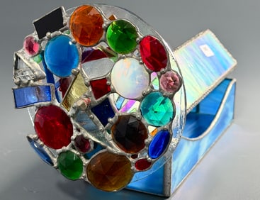 Stained Glass Kaleidoscope Colorful Optical Illusion Psychedelic Projector Hand Made Hippie Folk Art