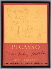 Pablo Picasso 1958 Exhibition Poster Mes Dessins d' Antibes Au Pont des Arts Modern Art Galerie