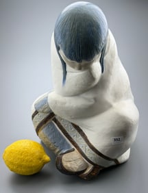 Lladro Eskimo Girl 12008 Nina Esquimal Sculptor Juan Huerta Large Statue Gres Finish