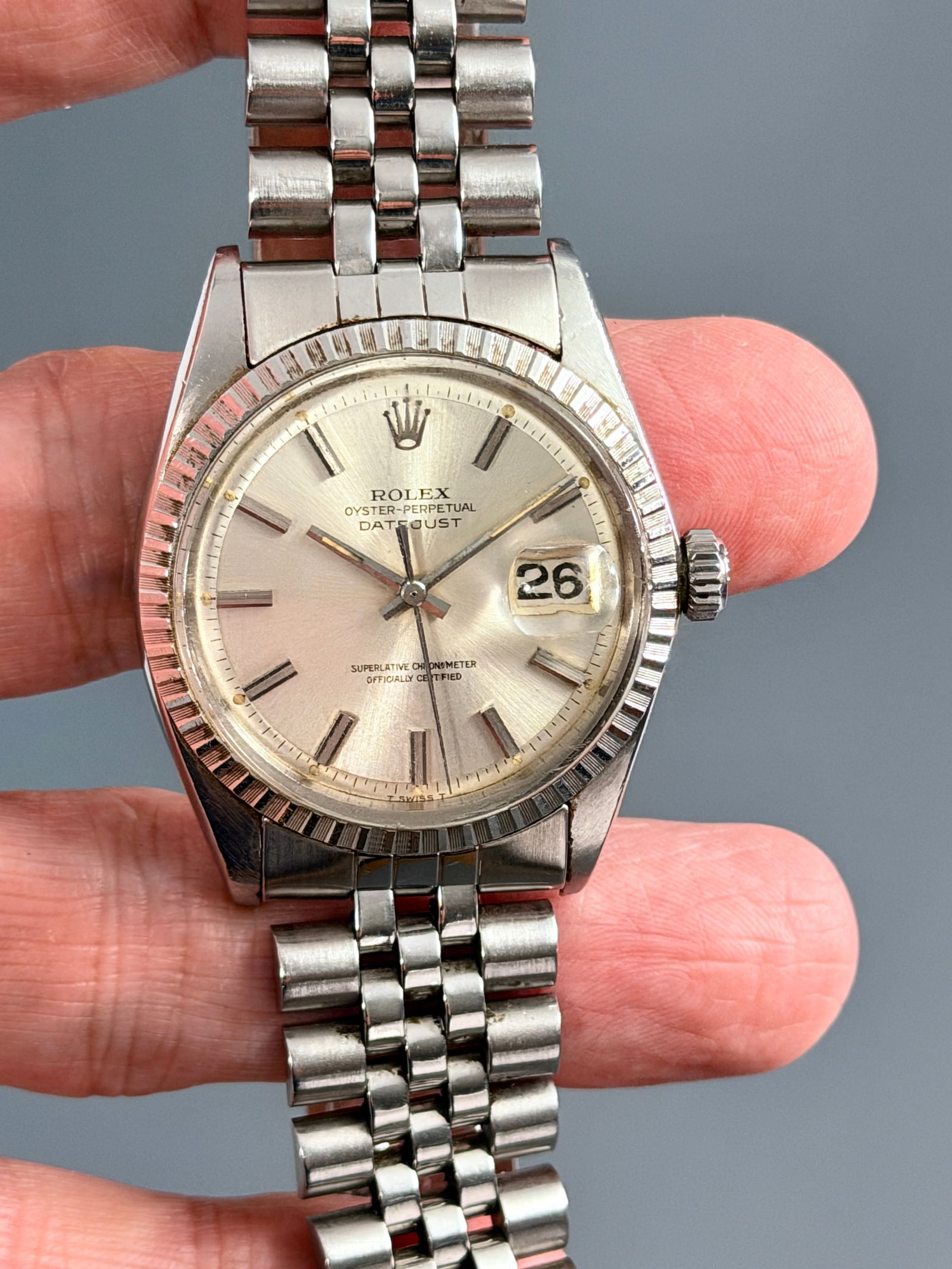 Rolex Oyster Perpetual Datejust Genuine 1560 Movement Stainless Steel Vintage Watch c1960 Verified (1 of 12)