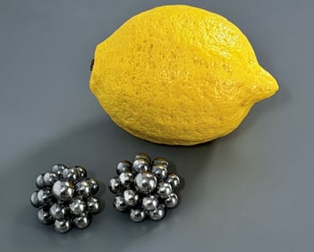 Large Vintage Earrings c1940 Mexican Sterling Silver Ear Clips Marked 925 Graduated Balls Beaded