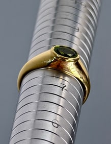 Ancient Roman Style Peridot Ring Yellow Gold Plated Sterling Silver Genuine Green Oval Cut Gemstone