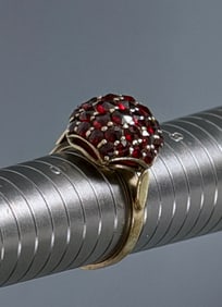 Bohemian Garnet Cluster Ring Vintage Cocktail Pomegranate Ring Size 7