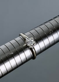 Art Deco White Gold Diamond Engagement Ring Marked 14K PAT F1-L Size 6 - 6 1/4