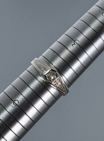 Vintage Art Deco Period Hallmarked 14K White Gold Small Jeweled Ring Size 4