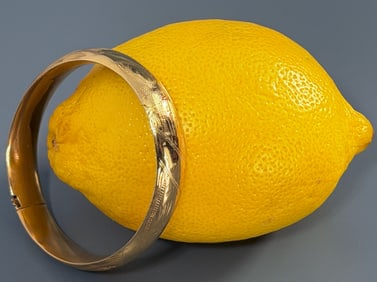 Vintage 14K Gold Hollow Bracelet with Carved Design