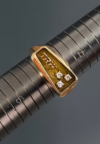 14K Gold 3 Diamonds Jeweled TRW Company Ring Size 8