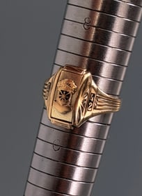 Vintage 1942 10K Gold Silver Enamel School Graduation Ring