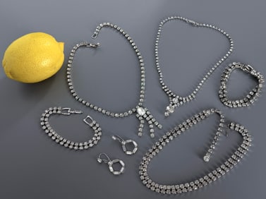 Lot of Vintage Rhinestone Jewelry Necklaces & Bracelets