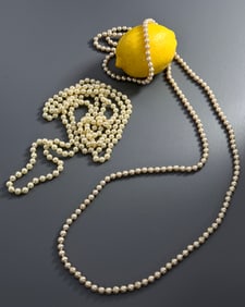 Lot of 2 Vintage Faux Pearl Eternity Necklaces