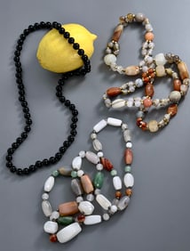 Lot of 3 Carved Hardstone Necklaces