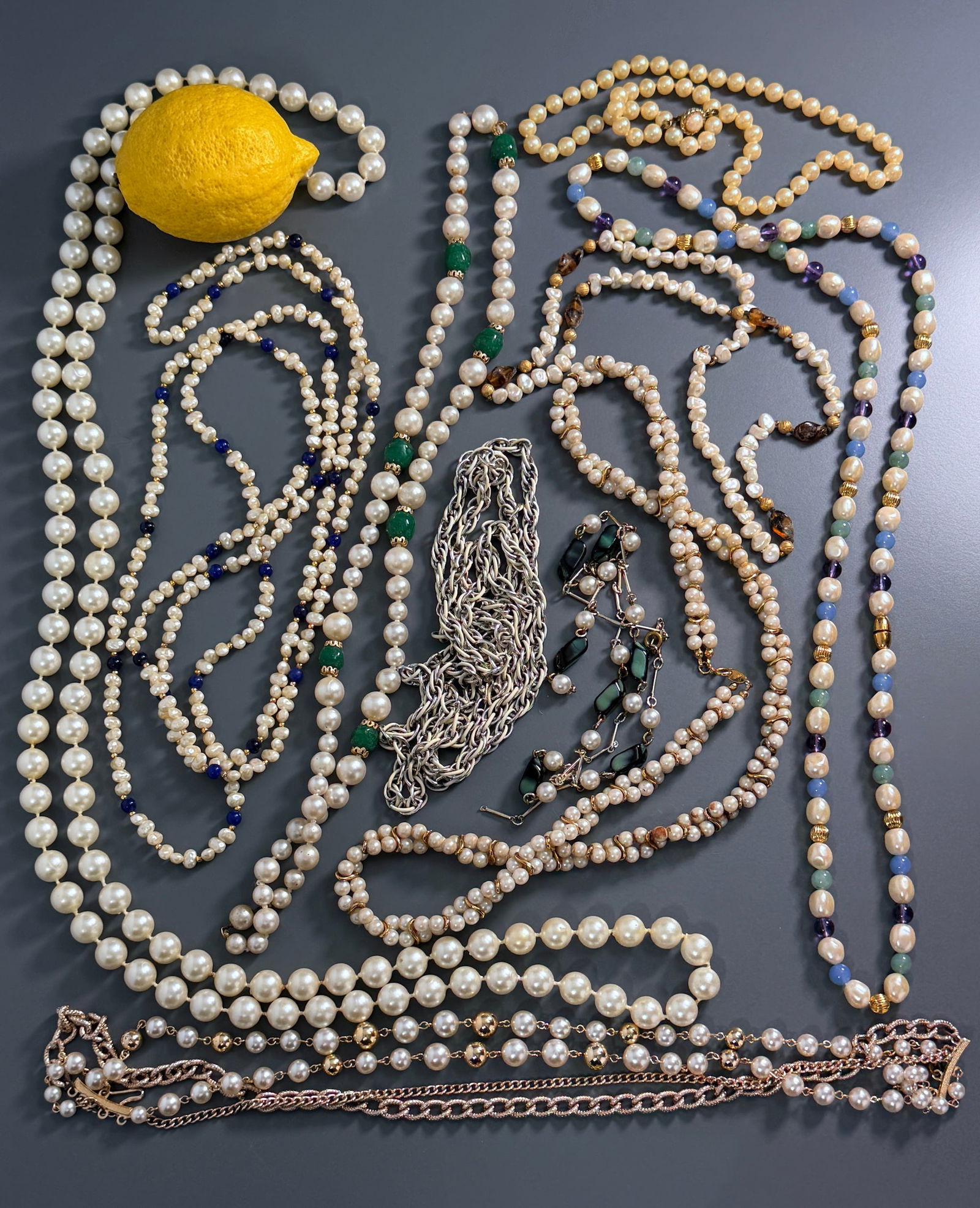Mid Century Faux Pearl Necklaces Vintage Costume Jewelry Parts etc Lot of 10 (1 of 8)