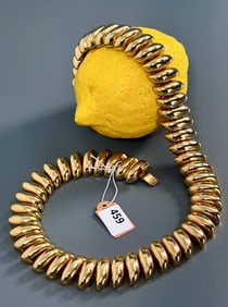 Heavy Gold Plated Necklace Vintage Mid Century Costume Jewelry