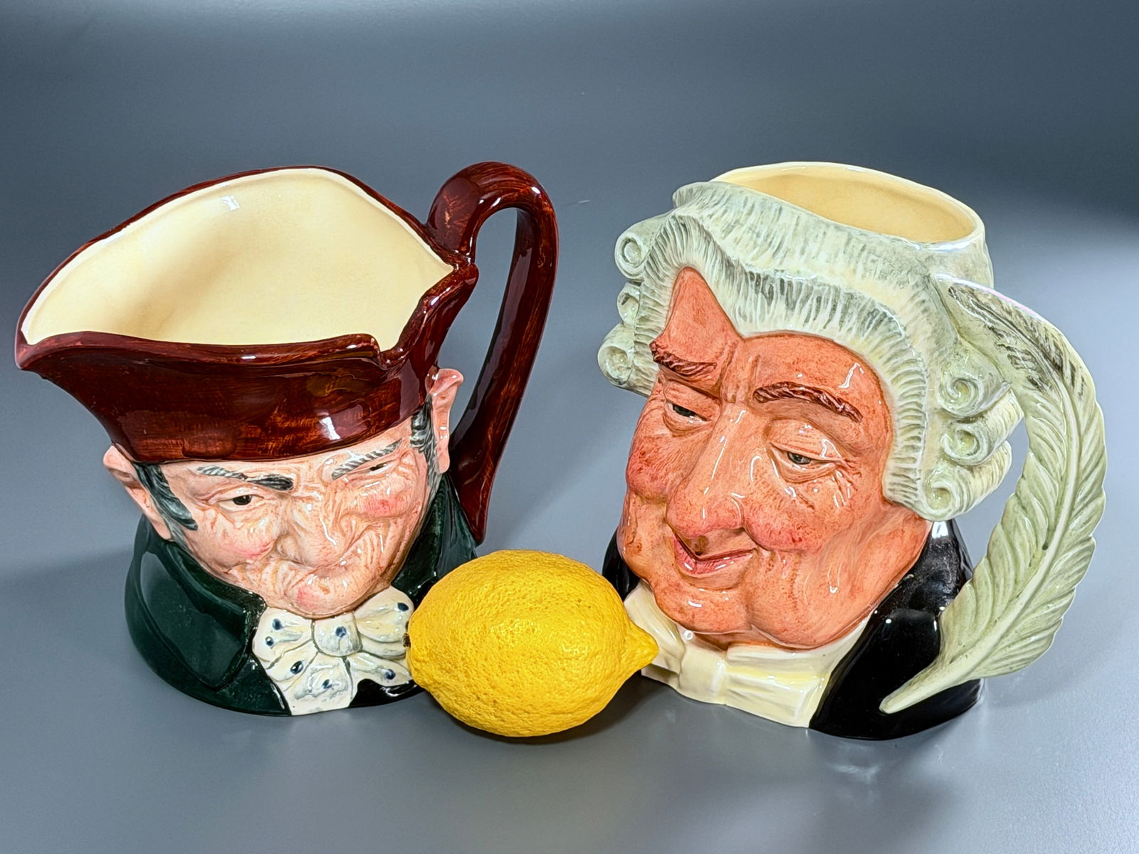 Large Royal Doulton The Lawyer Toby Jug 1958 D6498 Limited & Old Charley Character Jug Lot of 2 (1 of 7)