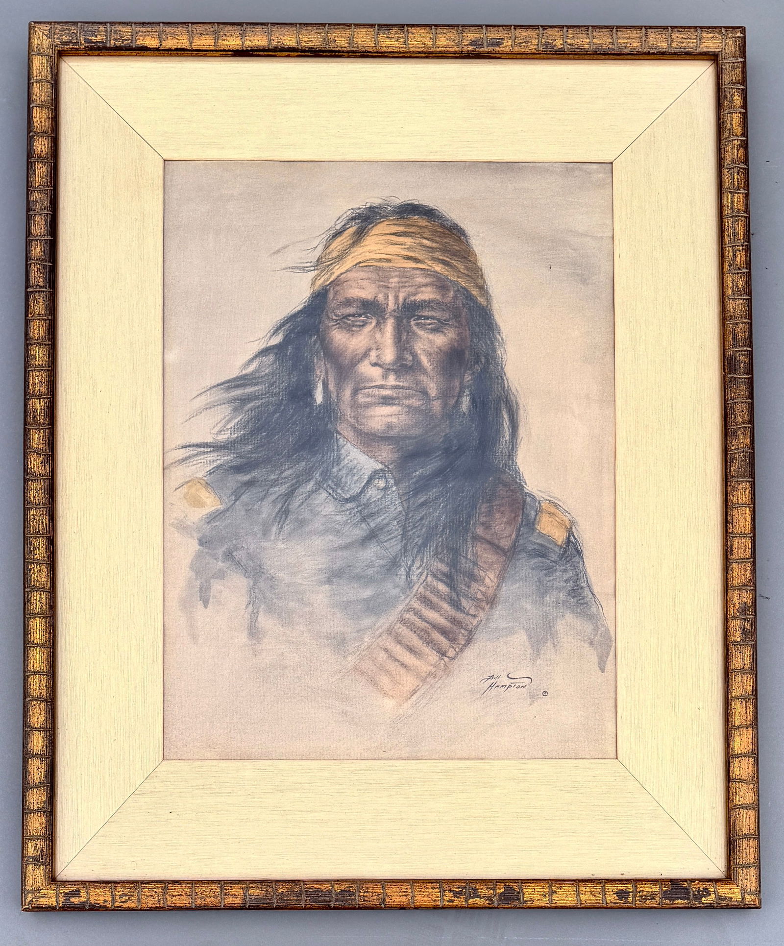 Bill Hampton American 1925 -1977 Indian Native American Portrait Original Copyrighted Work on Paper (1 of 6)