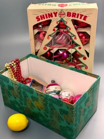 Shiny Bright Blown Glass Christmas Tree Vintage American Made Ornaments