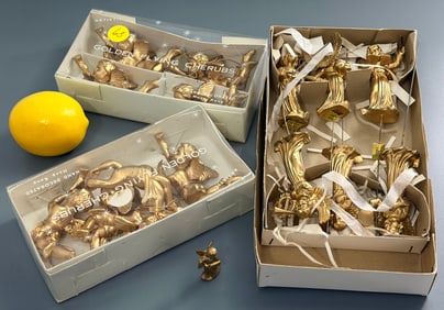 Lot of Miniature Gold Angels Vintage Christmas Decor Some Boxed